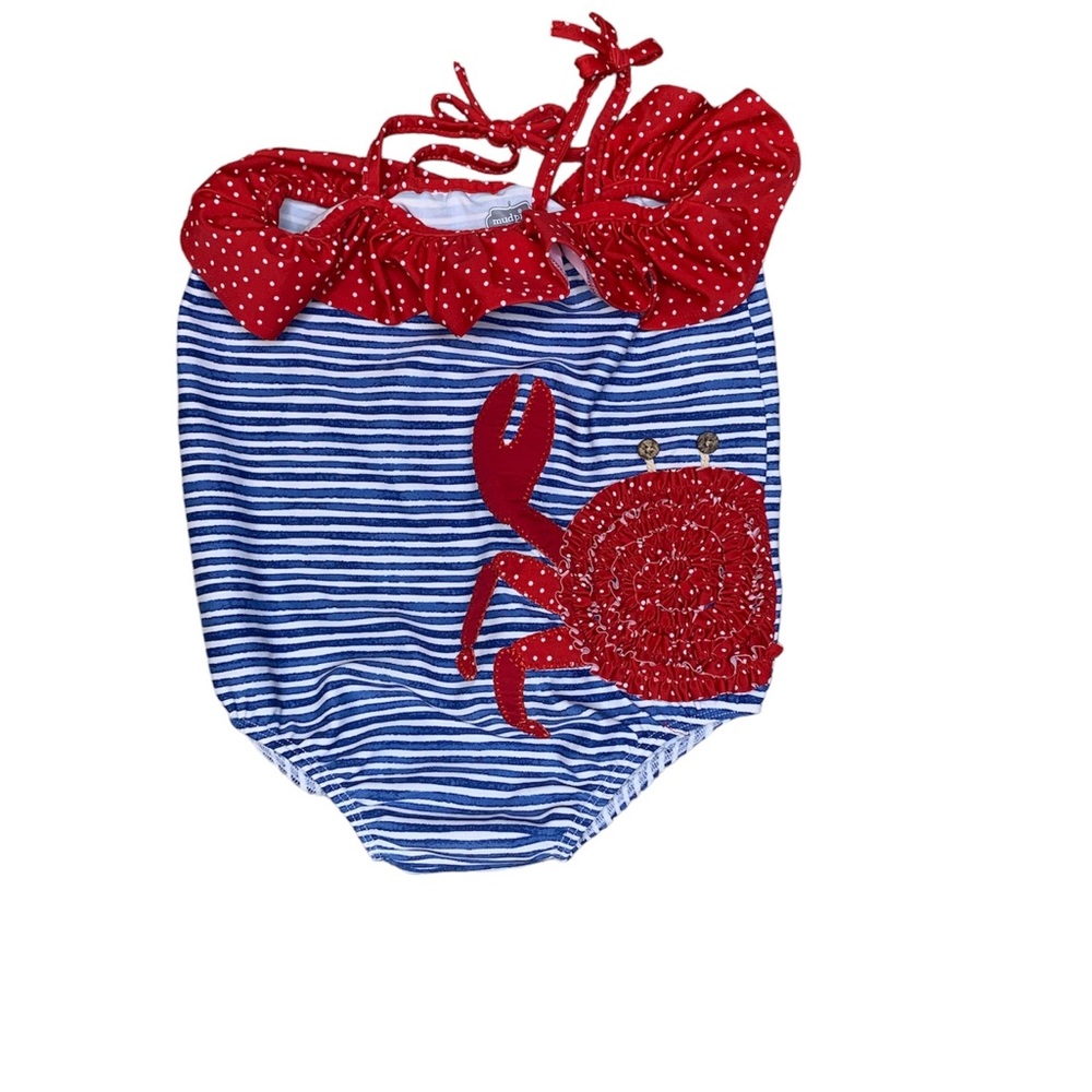 Mud Pie Girls’ Crab/Striped Swimsuit 3T